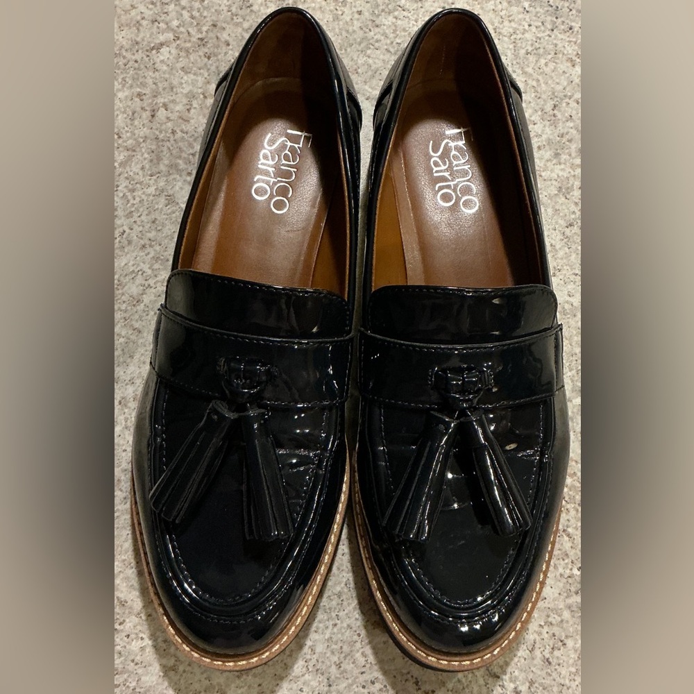 Franco Sarto Deep Navy Slip On Preppy Loafer Lug Platform Casual Career SZ 7W - Picture 11 of 14